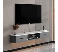 DEOXPF Mueble de TV Suspendido Espacioso Encimera Esquinas Redondeadas Mesa Tele de Pared Montado En La Pared para Ahorrar Espacio(Gray and White,180cm)