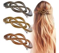 Deozu 3 clips de pasador franceses vintage, pinzas decorativas de agarre fuerte para el pelo, accesorios para el cabello francés antideslizantes para mujeres (café + marrón + gris, brillante)