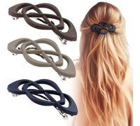 Deozu 3 clips de pasador franceses vintage, pinzas decorativas de agarre fuerte, pasadores de pelo antideslizantes, accesorios para el cabello francés para mujeres (marrón, caqui y azul oscuro)