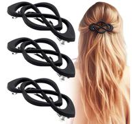Deozu 3 clips de pasador franceses vintage, pinzas decorativas de agarre fuerte, pinzas para el pelo, accesorios para el cabello francés antideslizantes para mujeres (negro)