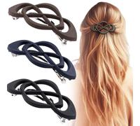 Deozu 3 clips de pasador franceses vintage, pinzas decorativas de agarre fuerte, pinzas para el pelo, accesorios para el cabello francés antideslizantes para mujeres (negro, marrón y azul oscuro)