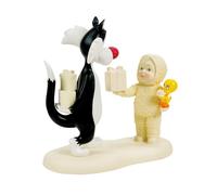 Department 56 Snowbabies Looney Tunes Tweety and Sylvester a Pwesent for a Putty Tat Figurita, 5.55 pulgadas, multicolor