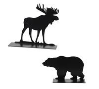 Department 56 Village Collection Accessories - Juego de Figuras de Silueta de Alce y Oso de Animales Salvajes, 3.5 y 2 Pulgadas, Color Negro