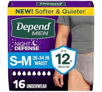 Depend Night Defense - Pañales para adultos para hombres, S/M, 16 unidades