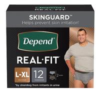 Depend Real Fit - Ropa interior para incontinencia para hombre con máxima absorción, talla L/XL, 12 unidades