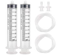 DEPEPE - Jeringa de plástico grande de 100 ml con 2 tubos de plástico de 120 cm y 2 conexiones de PSC Luer para laboratorios científicos, medición, riego, rellenado, filtrado, alimentación