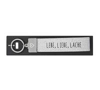 Depesche 004298-038 - Llavero de Fieltro, con Cierre de Metal Grabado y diseño icónico, con Texto Lebe, Love, Risa, Plata, Aprox. 18,7 x 4,4 x 1 cm