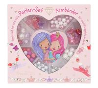 Depesche 11472 Princess Mimi - Juego de cuentas para hacer pulseras de diseño DIY con múltiples cuentas, colgantes, lazos y cinta elástica en caja de corazón transparente, carbón