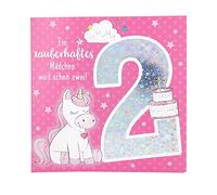 Depesche 11515-003 - Tarjeta de cumpleaños con números para 2º cumpleaños (15,5 x 15,5 cm), diseño con texto en el interior