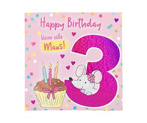 Depesche 11515-005 - Tarjeta numérica para cumpleaños tercer (15,5 x 15,5 cm), diseño con texto en el interior