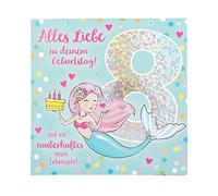 Depesche 11515-015 - Tarjeta numérica para cumpleaños número 8º con música, tarjeta plegable refinada con texto interior original, incluye sobre, formato 15,5 x 15,5 cm