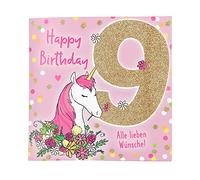 Depesche 11515-017 - Tarjeta Felicitacion Cumpleaños con Números para 9º Cumpleaños (15,5 x 15,5 cm), Diseño con Texto en el Interior