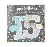 Depesche 11515-025 - Tarjeta de cumpleaños con número 15 (15,5 x 15,5 cm), diseño con texto en el interior