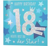 Depesche 11515-031 - Tarjeta de Cumpleaños con Número 19, Tarjetas de Felicitación Cumpleaños (15,5 x 15,5 cm), Diseño con Texto en el Interior