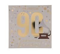 Depesche 11515-056 - Tarjeta numérica de 90º cumpleaños con música, tarjeta plegable refinada con texto interior original, incluye sobre, formato 15,5 x 15,5 cm