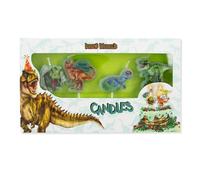 Depesche 11749 Dino World - Set de velas de cumpleaños con 4 velas de cera verde, con simpáticos motivos de dinosaurios