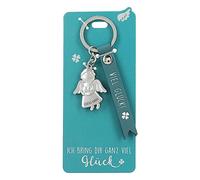 Depesche 11770-012 - Llavero de ángel de la Guarda de Metal, Amuleto de la Suerte con Mensaje de Amor y Correa de Piel sintética