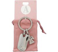 Depesche Depesche-11800-001 11800-001 Llavero de Plata con Letra A y ángel de la Guarda, aleación de cinc, Incl. Funda de Terciopelo de Color, Multicolor, Talla única