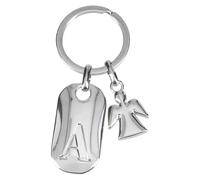Depesche 11800-002 Llavero de Plata con Letra A y ángel de la Guarda, aleación de cinc, In unda de Terciopelo de Color