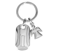 Depesche Depesche-11800-010 11800-010 Llavero de Plata con Letra I y ángel de la Guarda, aleación de cinc, Incl. Funda de Terciopelo de Color, Multicolor, Talla única
