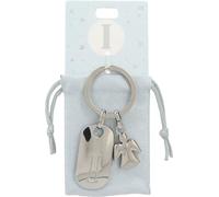 Depesche Depesche-11800-010 11800-010 Llavero de Plata con Letra I y ángel de la Guarda, aleación de cinc, Incl. Funda de Terciopelo de Color, Multicolor, Talla única