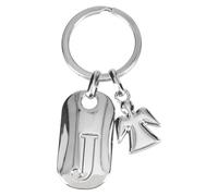 Depesche Depesche-11800-011 11800-011 Llavero de Plata con Letra J y ángel de la Guarda, aleación de cinc, Incl. Funda de Terciopelo de Color, Multicolor, Talla única