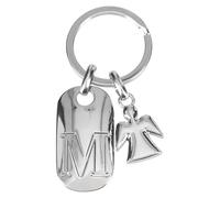 Depesche Depesche-11800-016 11800-016 Llavero de Plata con Letra M y ángel de la Guarda, aleación de cinc, Incl. Funda de Terciopelo de Color, Multicolor, Talla única