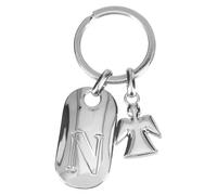 Depesche 11800-017 Llavero de Plata con Letra N y ángel de la Guarda, aleación de cinc, In unda de Terciopelo de Color