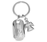 Depesche Depesche-11800-020 11800-020 Llavero de Plata con Letra R y ángel de la Guarda, aleación de cinc, Incl. Funda de Terciopelo de Color, Multicolor, Talla única