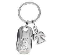 Depesche 11800-021 Llavero de Plata con Letra S y ángel de la Guarda, aleación de cinc, Incluye Funda de Terciopelo de Color