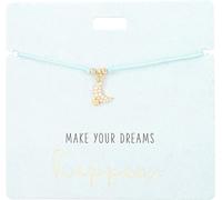 Depesche 11837-011 - Pulsera azul Make Your Dreams Happen. Con colgante dorado y perla decorativa, longitud variable, ideal como idea de regalo