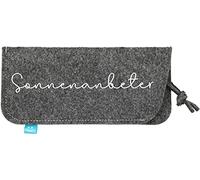 Depesche 11838-001 11838-001 - Funda para Gafas de Fieltro (Fieltro), Color Gris Antracita y Texto en inglés Sonnenanbeter