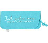 Depesche 11838-003-Estuche para Gafas de Fieltro, en Azul Claro y con la inscripción «Ich sehen Was du Nicht sehst…´´´´ (11838-003)