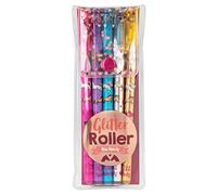 Depesche 12109 Miss Melody - Juego de bolígrafos de gel con purpurina en bolsa transparente con cierre de botón a presión, 5 bolígrafos en colores brillantes para escribir y decorar