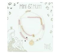 Depesche 12145 Princess Mimi Mini&Mum - Juego de 2 pulseras para madre e hija con colgante de corazón, joyas de perlas en blanco, oro y rosa