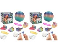 Depesche 12156 Dino World Galaxy - Set de excavación para niños, Bola de Colores con 3 Piedras Preciosas, Incluye Martillo, cincel y Pincel (Paquete de 2)