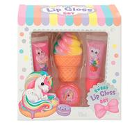 Depesche – Set de brillo de labios para niños – diseño tienda de caramelos – 2 tubos, lata y bálsamo