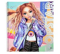 Depesche 12228 TOPModel Popstar - libro para colorear con 60 páginas para diseñar motivos y atuendos de modelos, libro para colorear con hoja de pegatinas, plantillas y mucho más.