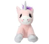 Depesche 12278 Ylvi Unicornio Rosa con Crin arcoíris, Peluche de Aprox. 21 cm con Purpurina y Detalles Plateados, Multicolor, One Size