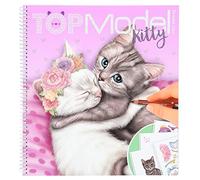 Depesche 12282 TOPModel CREA tu Gatito-Libro 92 páginas para Crear simpáticos Gatos, Cuaderno para Colorear con Hoja de Pegatinas y encuadernación en Espiral, Multicolor
