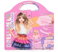Depesche 12379 TOPModel Dress Me Up Collage Book - Libro para Colorear con 20 páginas para diseñar Conjuntos, Libro en Espiral con Modelos preimpresos, Patrones de Tela y Pegatinas