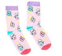 Depesche 12445 TOPModel Cutie Star - Calcetines en alegres colores con simpáticos gatos y bolsas de palomitas, talla 31-35