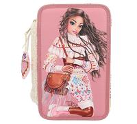 Depesche 12583 TOPModel Cosy - Estuche relleno de 3 compartimentos, motivo modelo con peluche de imitación, estuche con lápices de colores, regla, tijeras y mucho más.