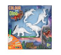 Depesche 12672 World DIY Colorea tu Dino-4 Figuras de Dinosaurios para Crear tú Mismo, Set Incl. Pinturas acrílicas, Pinceles, Paleta e Instrucciones, Multicolor, One Size