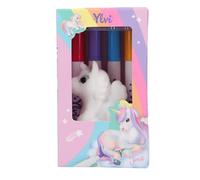 Depesche 12673 Ylvi-Colorea, Figura de Unicornio flocada para Pintar, Lavable y Reutilizable, Incl. 4 rotuladores de Punta de Fibra, Multicolor, 1 Piece