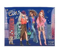 Depesche 12704 TOPModel City Girls - Caja de papelería con lápices, goma de borrar, clips, bloc de notas y espejo, aprox. 20 x 15,5 x 3,2 cm de tamaño