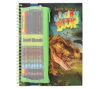 Depesche 12746 Dino World-Libro 30 páginas para Colorear con Motivos de Dinosaurios, Incluye 8 lápices de Colores en Estuche, Paper, Multicolour, One Size