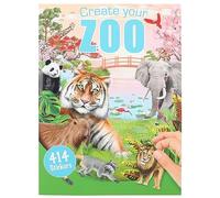 Depesche 12753 Álbum de adhesivos "Crea tu zoo", libro de adhesivos con divertidos motivos y 3 adhesivos a doble página, aprox. 22 x 30 x 0,5 cm