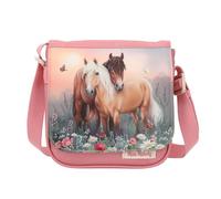 Depesche 12762 Miss Melody Flowers - Bandolera pequeña en Rosa con Motivo de Caballo, Bolso con Cierre magnético y Bandolera Ajustable