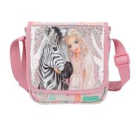 Depesche 12789 TOPModel Wild - Bolso Bandolera pequeño en Color Rosa, con Motivo de Modelo y Colorido Estampado de Animales, Bolso con Bandolera Ajustable y Solapa Delantera